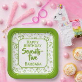 75. Party Random Number Pattern Grün/Weiß Pappteller (Party)