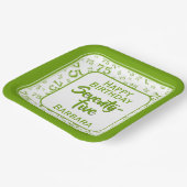 75. Party Random Number Pattern Grün/Weiß Pappteller (Gewinkelt)