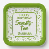 75. Party Random Number Pattern Grün/Weiß Pappteller (Vorderseite)