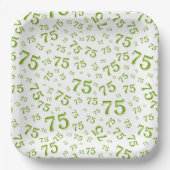 75. Party Random Number Pattern Grün/Weiß Pappteller (Vorderseite)