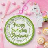 75. Party Random Number Pattern Grün/Weiß Pappteller (Party)