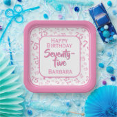 75. Party Random Number Pattern Rosa/Weiß Pappteller (Party)