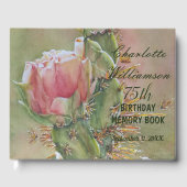 75. Peach Cactus Floral Birthday Memory Gästebuch (Vorderseite)