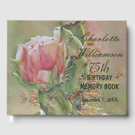 75. Peach Cactus Floral Birthday Memory Gästebuch