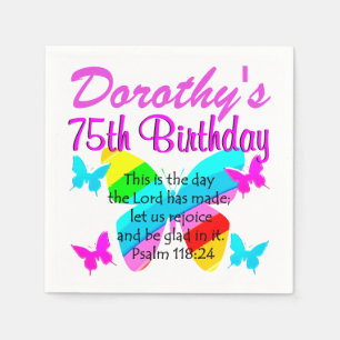 75. PERSONALISIERTEN BIRTHTAGES BÜTTERFLY NAPKINS SERVIETTE