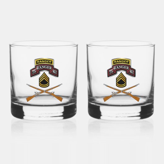 75. Ranger Regiment Sergeant First Class Whiskyglas (Vorderseite)