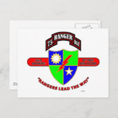 75. RANGERREGIMENT "ARMY RANGERS" POSTKARTE (Vorne/Hinten)