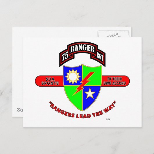 75. RANGERREGIMENT "ARMY RANGERS" POSTKARTE (Vorne/Hinten)
