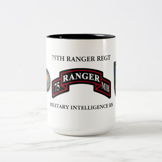 75. RANGERREGIMENT MILITÄRISCHE INTELLIGENZ BN ZWEIFARBIGE TASSE (Mittel)