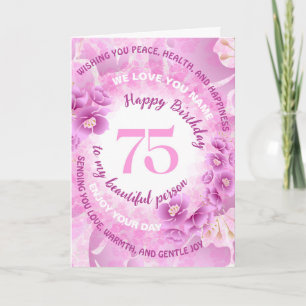 75 Rosa Kirschblüten Floral Meilenstein Geburtstag Karte