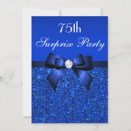 75. Surprise Party Royal Blue Sequins und Bow Einladung
