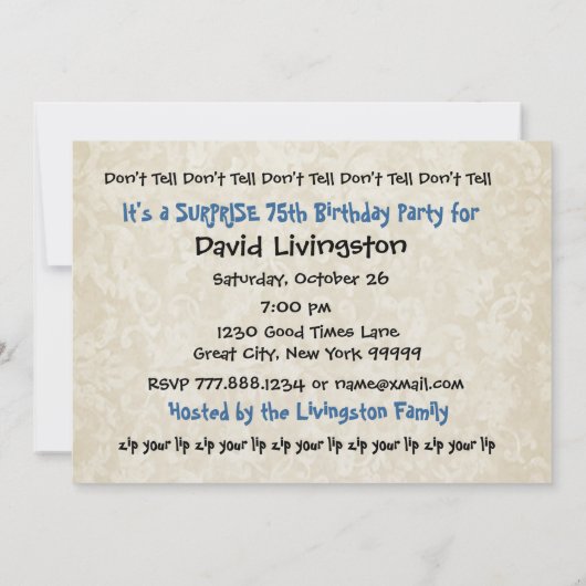 75. ÜBERRASCHUNG blaues und Einladung (Rückseite)