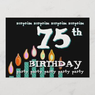 75. ÜBERRASCHUNG Geburtstag Aquamarine Kerzen Einladung