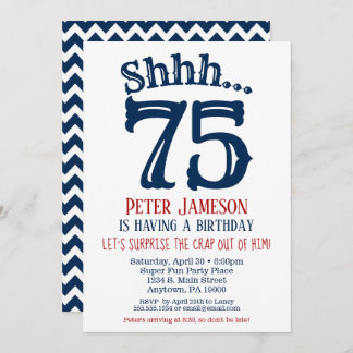 75. Überraschung Geburtstag Einladung Mens Navy Bl