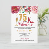 75 und fabelhafte Geburtstagseinladung für Frauen Einladung (Stehend Vorderseite)
