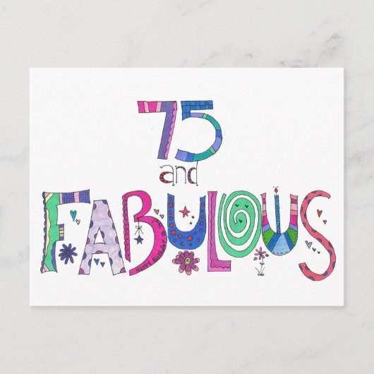 75 und fabulous Happy 75. Geburtstag Postkarte (Vorderseite)