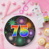 75. Veranstaltung - Spaß, farbenfroh, kühl, Regenb Pappteller (Party)