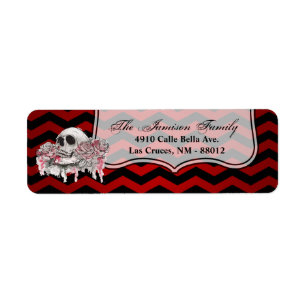 .75"x2.25" Absenderetikett Totenkopf Rose Gothic