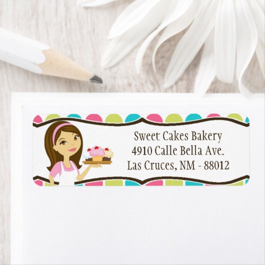 .75"x2.25" Backenaufkleber Brünett Rücksendeadress (Insitu)