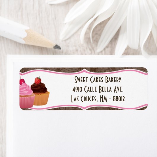 .75"x2,25" Cup Cakes Backbäckerei Rücksendeadresse (Insitu)