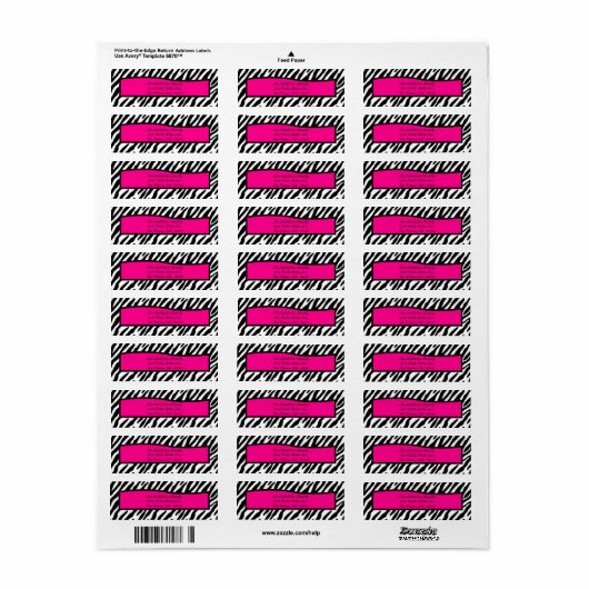 .75"x2.25" Hot-Pink-Zebra-Rücksendeadresse (Vorne)