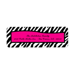 .75"x2.25" Hot-Pink-Zebra-Rücksendeadresse