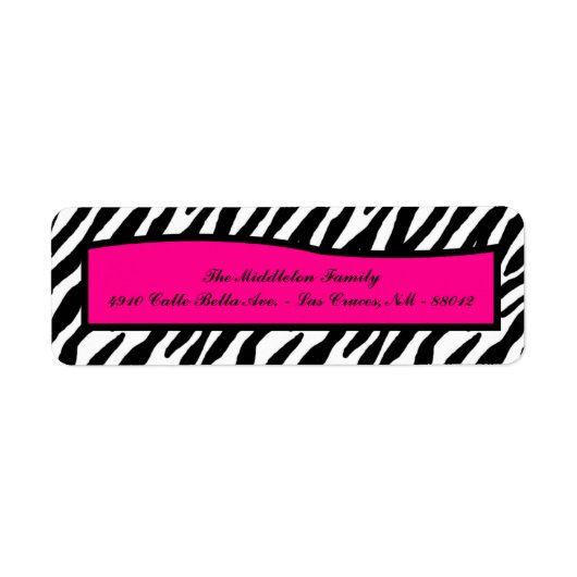 .75"x2.25" Hot-Pink-Zebra-Rücksendeadresse (Vorne)