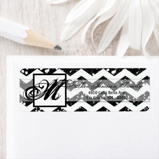 .75"x2.25" Rückgabeadresse Label Blac Glitzer Chev (Insitu)