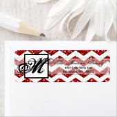 .75"x2.25" Rückgabeadresse Label Red Glitzer Chevr (Insitu)