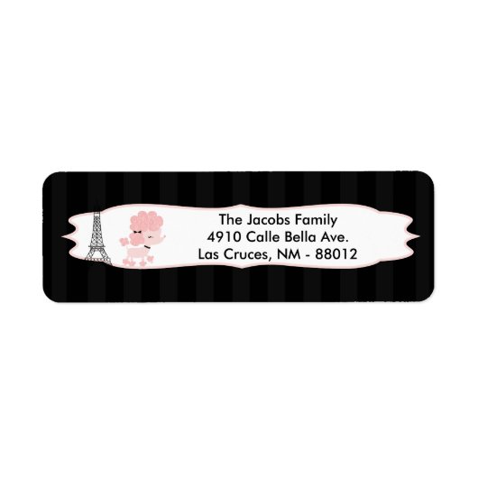 .75"x2.25" Rücksendeadresse-Etikett - Rosa Poodle  (Vorne)