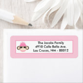 .75"x2.25" Rücksendeadresse Etikett Rosa Sockaffe (Insitu)