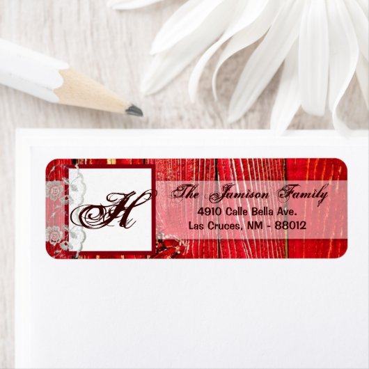 .75"x2.25" Rücksendeadresse Etikett Spitze Red Woo (Insitu)