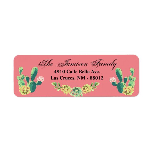 .75"x2.25" Rücksendeadresse Label Bohemisch Cactus (Vorne)