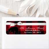 .75"x2.25" Rücksendeadresse-Label Karierter Bär (Insitu)