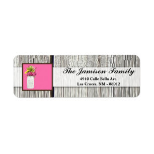 .75"x2.25" Rücksendeadresse Label Mason Jar Blume