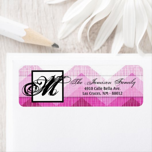 .75"x2.25" Rücksendeadresse Label Ombre Pink Zickz (Insitu)