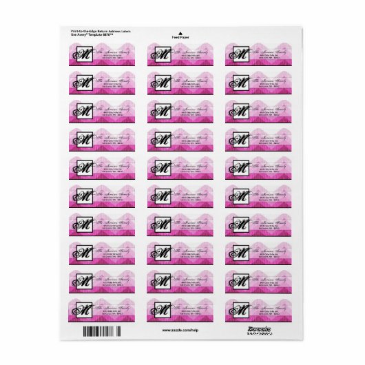 .75"x2.25" Rücksendeadresse Label Ombre Pink Zickz (Vorne)