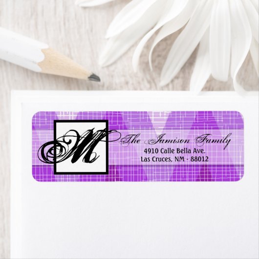 .75"x2.25" Rücksendeadresse Label Ombre Purp Zickz (Insitu)