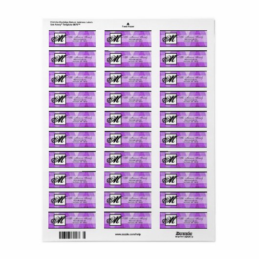 .75"x2.25" Rücksendeadresse Label Ombre Purp Zickz (Vorne)