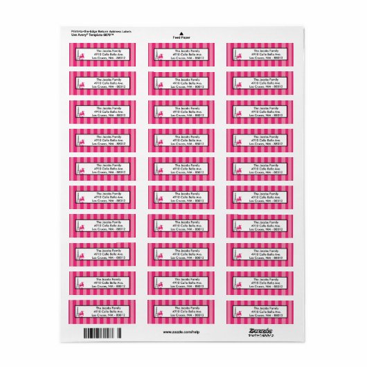 .75"x2.25" Rücksendeadresse Label Pink Poodle Pari (Vorne)