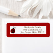 .75"x2.25" Rücksendeadresse Label Red Ladybug (Insitu)