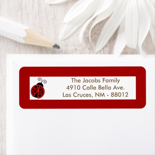 .75"x2.25" Rücksendeadresse Label Red Ladybug (Insitu)