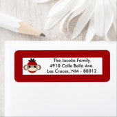 .75"x2.25" Rücksendeadresse Label Red Sock Affe (Insitu)