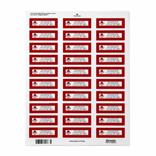 .75"x2.25" Rücksendeadresse Label Red Sock Affe (Vorne)