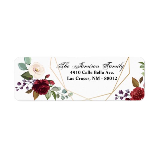 .75"x2.25" Rücksendeadresse Label White Roses Geom (Vorne)