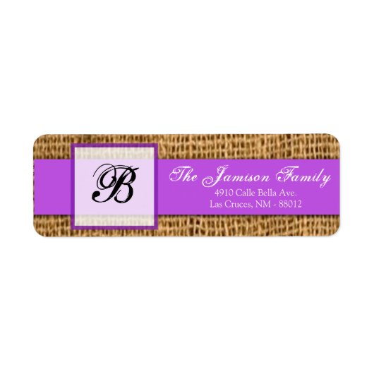 .75"x2,25" Rücksendeadresse Lila Burlap Lace (Vorne)