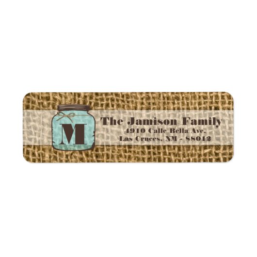 .75"x2,25" Rücksendeadresse Mason Jar Burlap Count (Vorne)