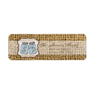 .75"x2.25" Rücksendeadresse Mason Jar Burlap Land