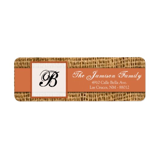 .75"x2,25" Rücksendeadresse Orange Burlap Lace (Vorne)