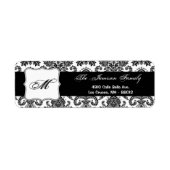 .75"x2.25" Rücksendeadresse Schwarz-weiß Damask (Vorne)